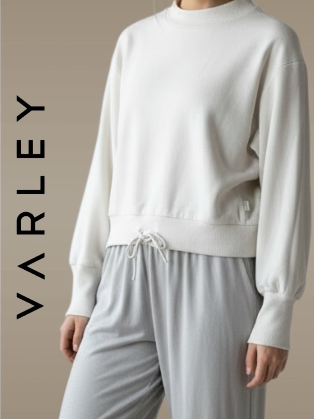 Varley Edith Rib Pique Crewneck Sweatshirt Ivory Size: XS Fall Pullover NICE!